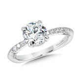 Ribbed & Tapered Hidden Halo Diamond Engagement Ring